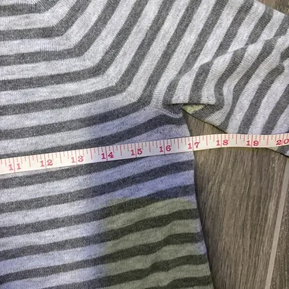 LOFT Women’s Small Gray and White Striped Boatneck Long Sweater - Picture 6 of 8